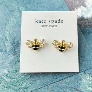 Kate Spade all abuzz stone bee Gold stud earrings black